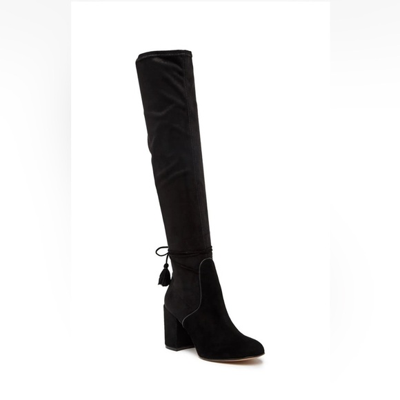 $600+ RACHEL ZOE Robin Tall Suede BLOCK Boot WRAPAROUND TASSEL BLACK Sz 6.5 - Picture 3 of 9